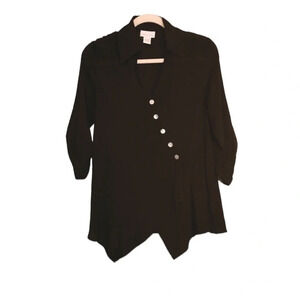 Soft Surroundings Diagonal Button Asymmetrical Top